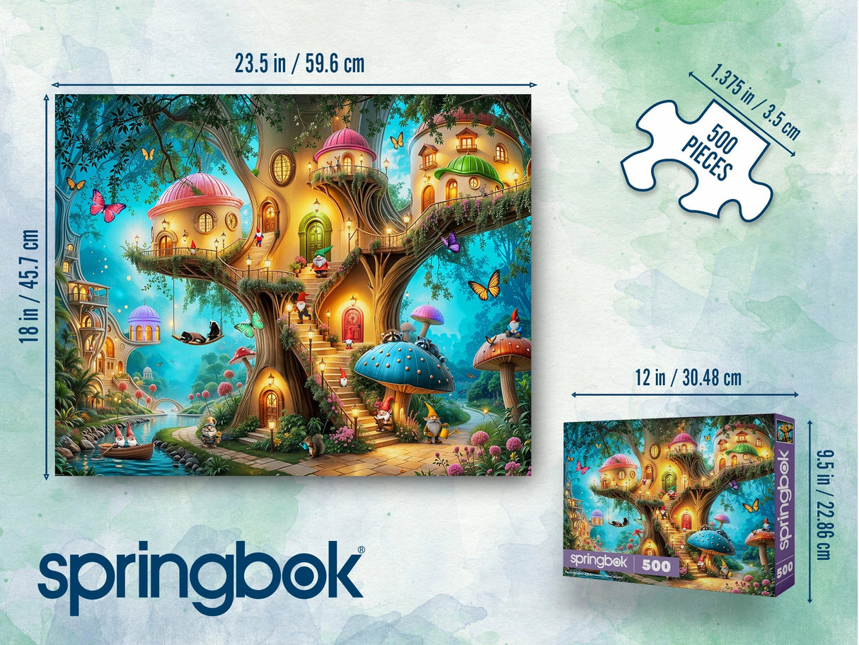 Gnome Treehouse Village 500 Piece Jigsaw Puzzle | Springbok Puzzles - Jigsaw Puzzles - The Puzzle Center