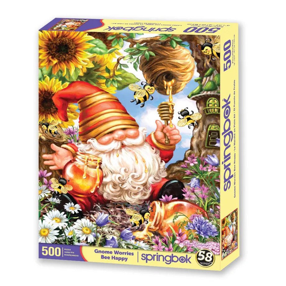 Gnome Worries Bee Happy 1000 Piece Jigsaw Puzzle by Springbok Puzzles - Springbok Puzzles - Jigsaw Puzzles - The Puzzle Center