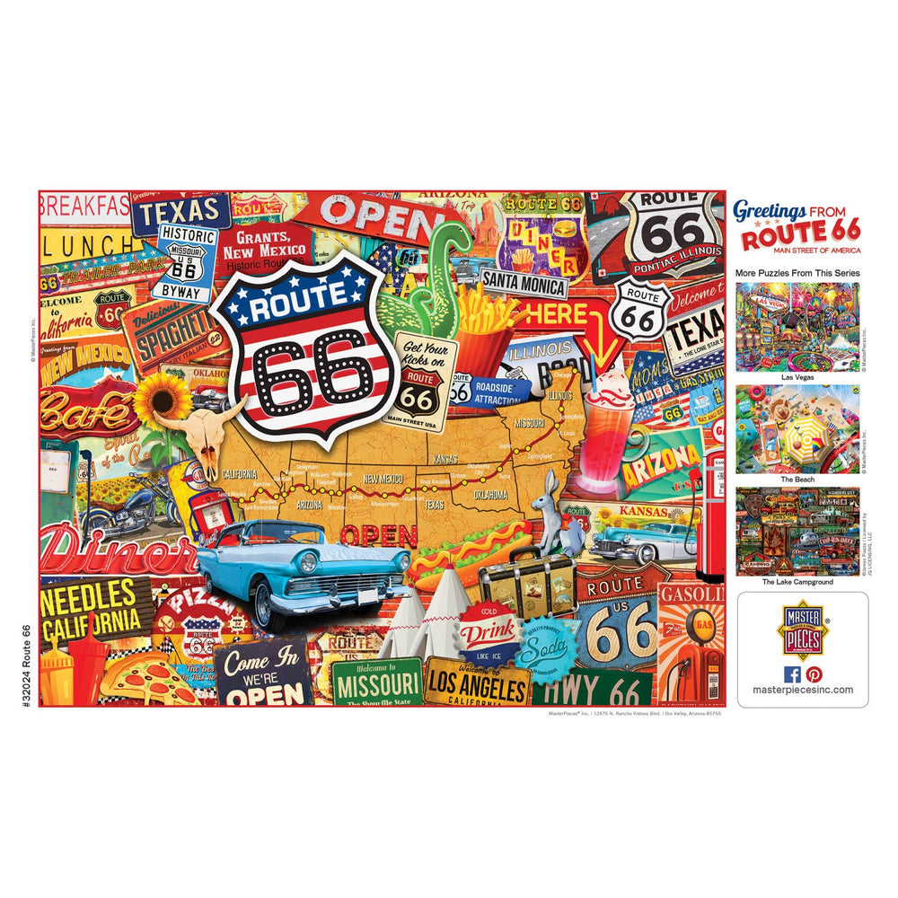 Greetings From Route 66 - 550 Piece Puzzle by MasterPieces - Masterpieces Puzzles - Jigsaw Puzzles - The Puzzle Center -