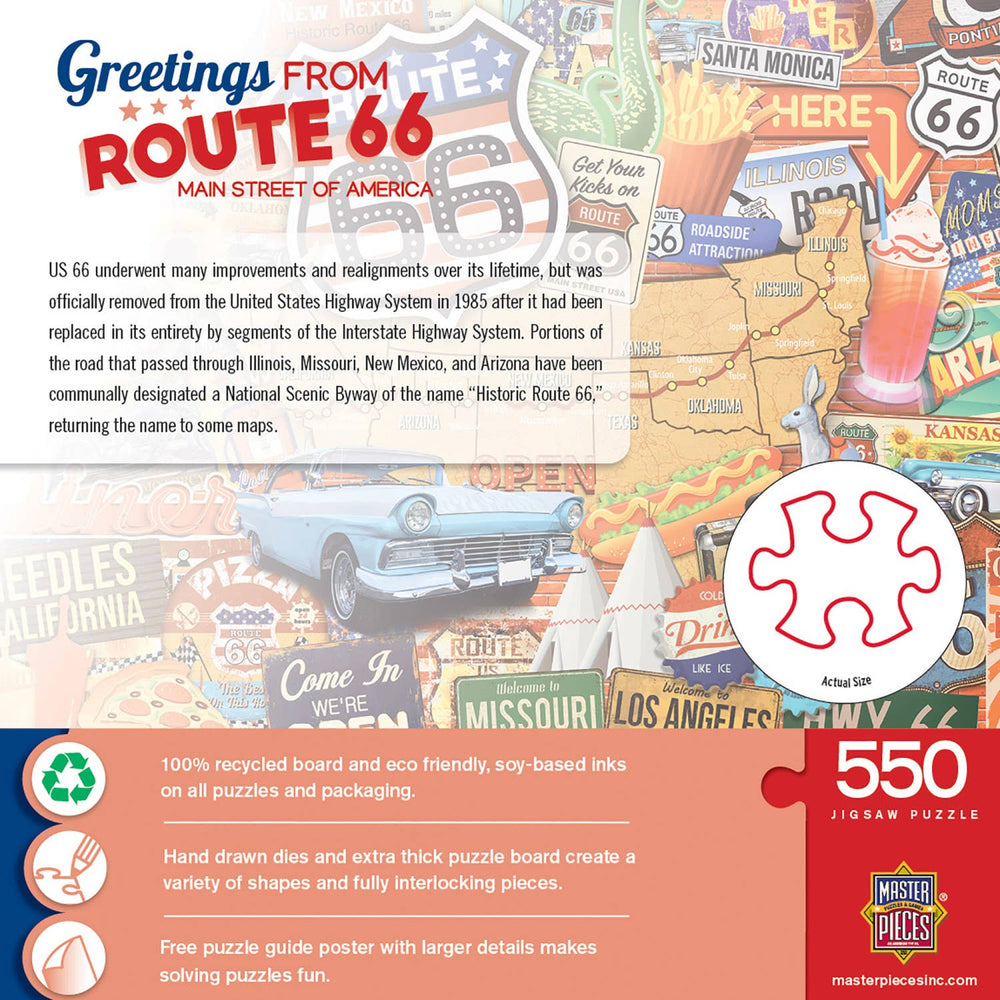 Greetings From Route 66 - 550 Piece Puzzle by MasterPieces - Masterpieces Puzzles - Jigsaw Puzzles - The Puzzle Center -