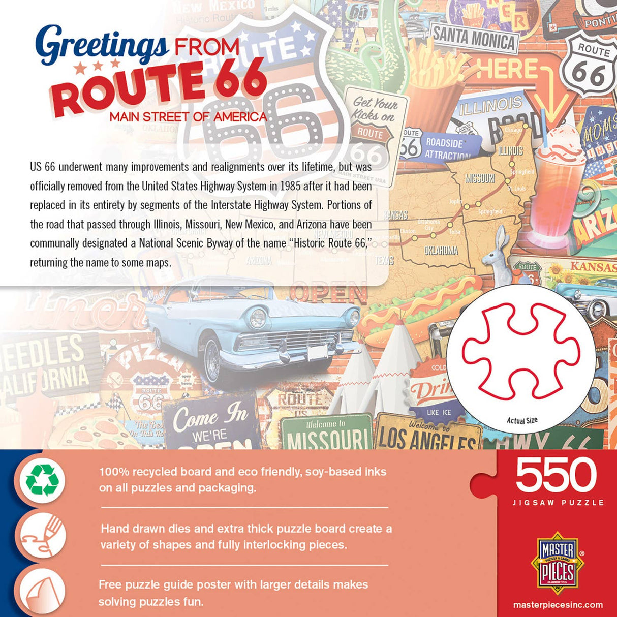 Greetings From Route 66 - 550 Piece Puzzle by MasterPieces - Masterpieces Puzzles - Jigsaw Puzzles - The Puzzle Center -