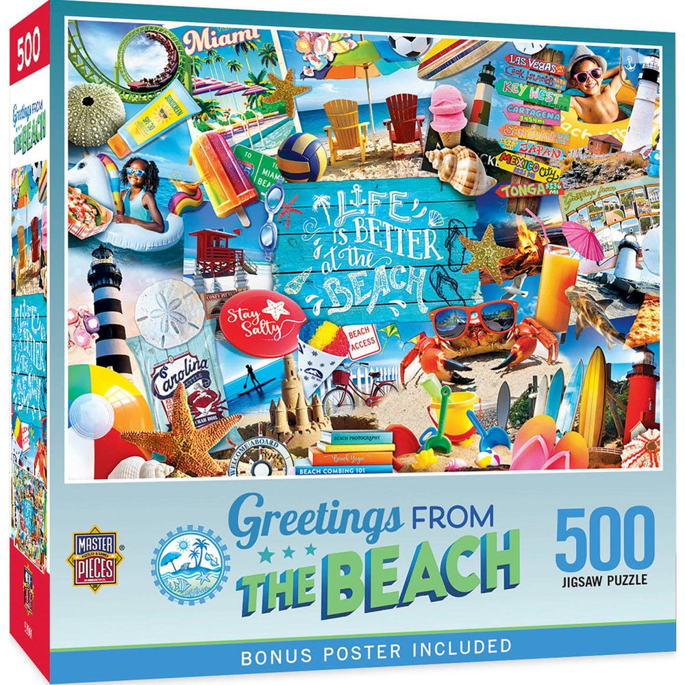 Greetings From the Beach 500 Piece Jigsaw Puzzle | Masterpieces Puzzles - Masterpieces Puzzles - Jigsaw Puzzles - The Puzzle Center