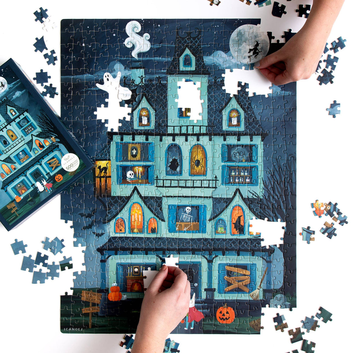 Halloween House - 500 Piece Jigsaw Puzzle by 1Canoe2 - 1canoe2 | One Canoe Two Paper Co. - Jigsaw Puzzles - The Puzzle Center -