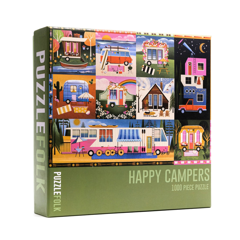 Happy Campers 1000 Piece Puzzle by Puzzlefolk | Dreamy Camping & Glamping Fun - Puzzlefolk - Jigsaw Puzzles - The Puzzle Center -