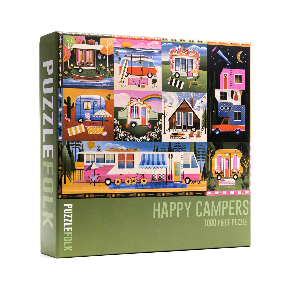 Happy Campers 1000 Piece Puzzle by Puzzlefolk | Dreamy Camping & Glamping Fun - Puzzlefolk - Jigsaw Puzzles - The Puzzle Center -