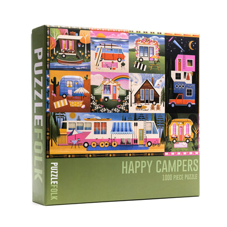 Happy Campers 1000 Piece Puzzle by Puzzlefolk | Dreamy Camping & Glamping Fun - Puzzlefolk - Jigsaw Puzzles - The Puzzle Center -