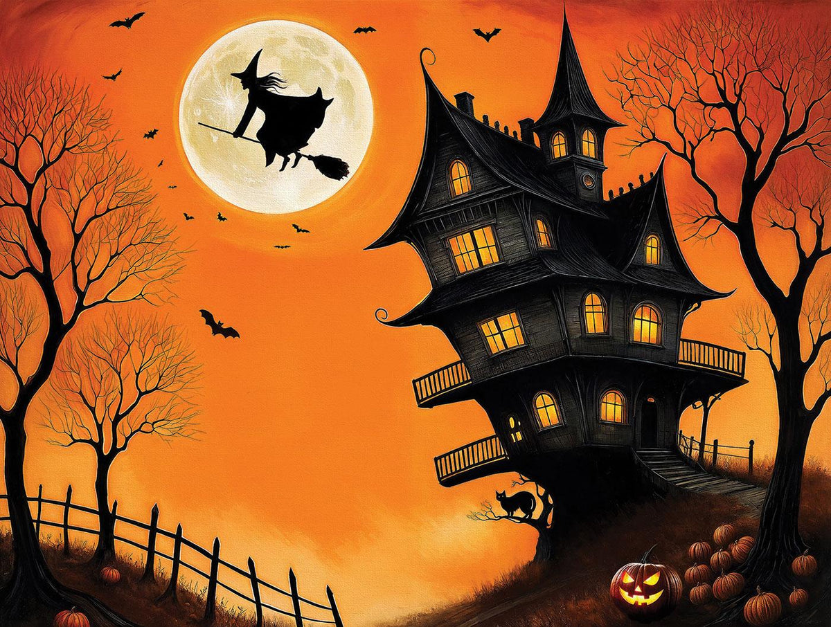 Haunted Halloween House And Witch 500 Piece Jigsaw Puzzle | SunsOut - Jigsaw Puzzles - The Puzzle Center