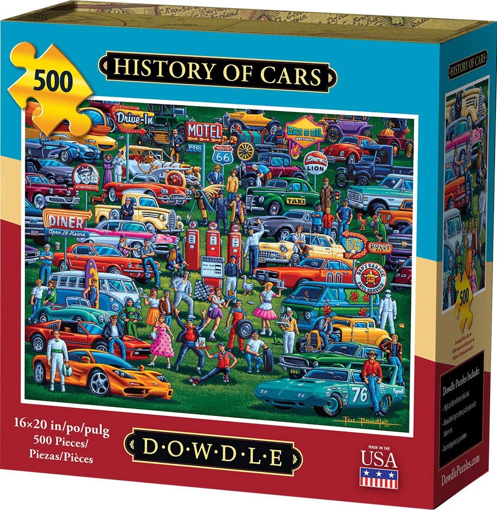 History of Cars 500 Piece Puzzle by Dowdle - Dowdle - Jigsaw Puzzles - The Puzzle Center -