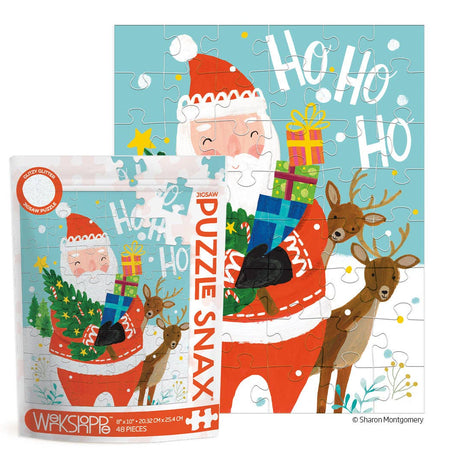 Ho Ho Ho Santa 48 Piece Puzzle Snax Jigsaw Puzzle | WerkShoppe - Mini Jigsaw Puzzles - The Puzzle Center
