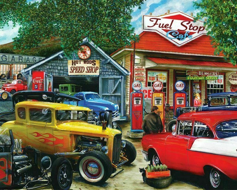 Hot Rod Cafe 1000 Piece Jigsaw Puzzle by Springbok Puzzles - Springbok Puzzles - Jigsaw Puzzles - The Puzzle Center