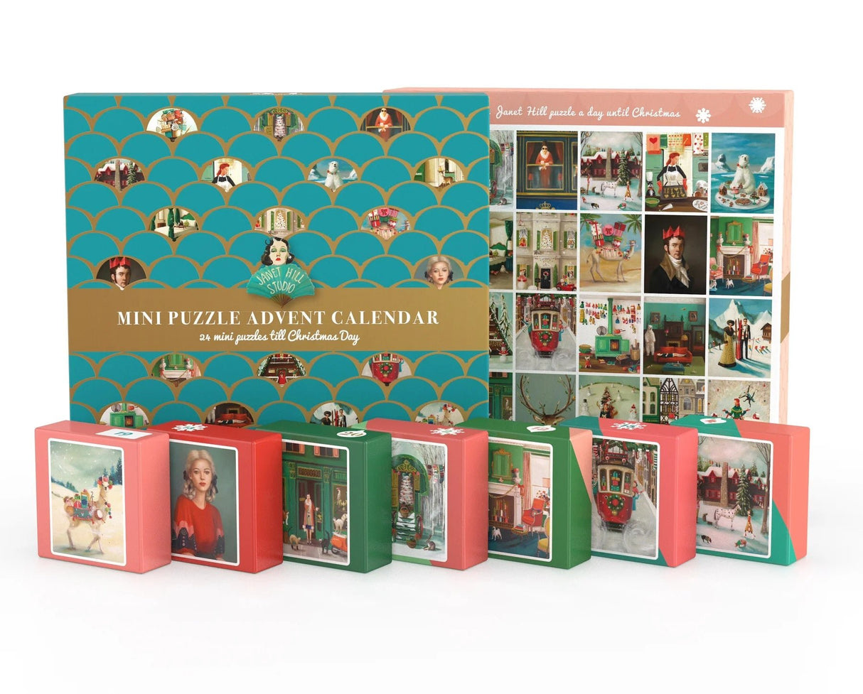 Janet Hill Advent Calendar Set 24 x 100 Piece Mini Jigsaw Puzzles | New York Puzzle Company - Mini Jigsaw Puzzles - The Puzzle Center