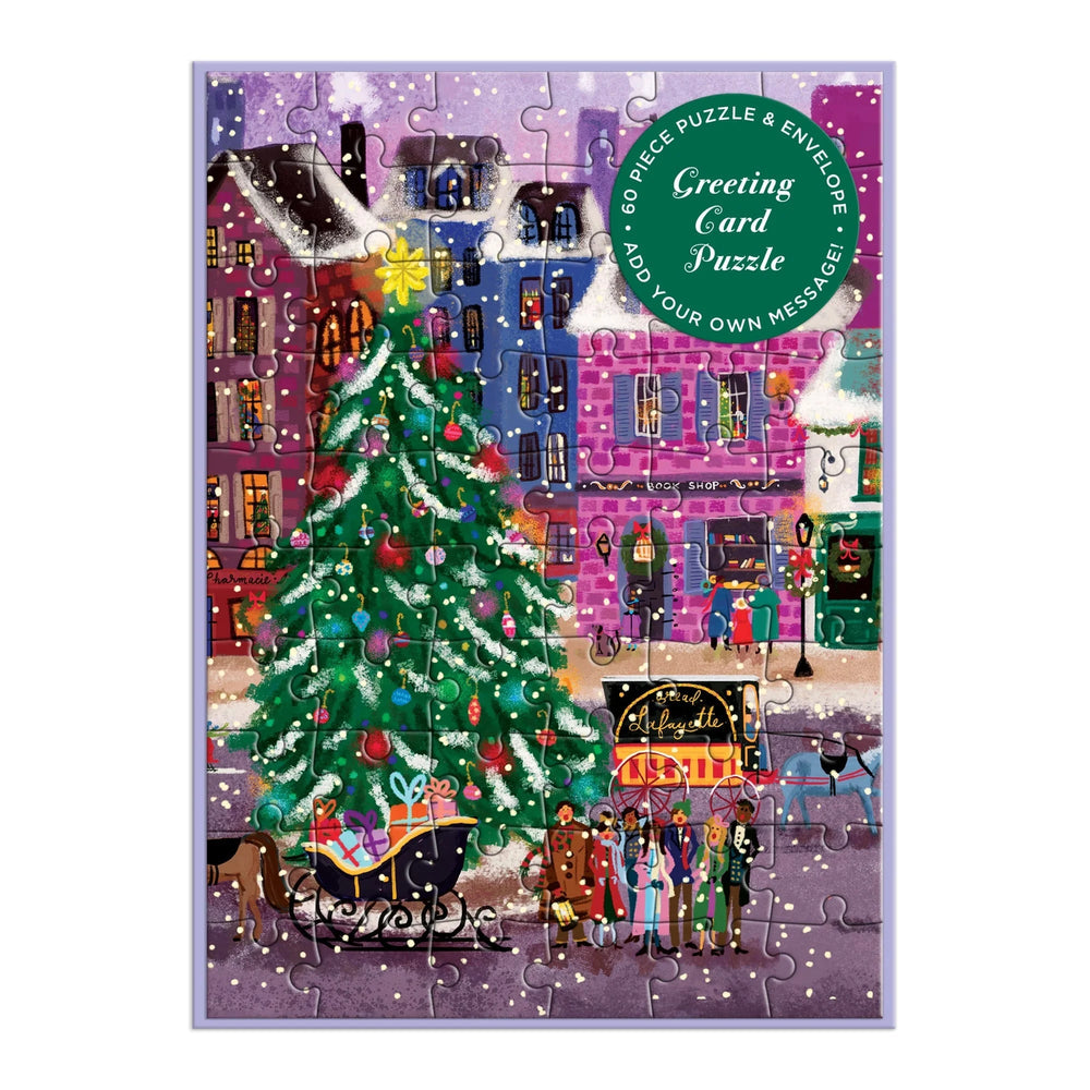 Joy Laforme Christmas Square 60 Piece Greeting Card Puzzle | Galison - Greeting Card Puzzle - The Puzzle Center
