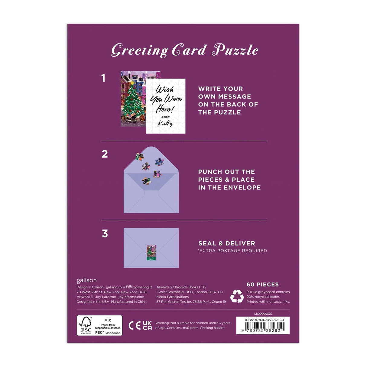 Joy Laforme Christmas Square 60 Piece Greeting Card Puzzle | Galison - Greeting Card Puzzle - The Puzzle Center