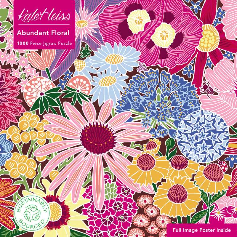 Kate Heiss: Abundant Floral 1000 Piece Jigsaw Puzzle by Flame Tree - Flame Tree - Jigsaw Puzzles - The Puzzle Center -