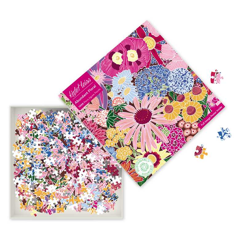 Kate Heiss: Abundant Floral 1000 Piece Jigsaw Puzzle by Flame Tree - Flame Tree - Jigsaw Puzzles - The Puzzle Center -