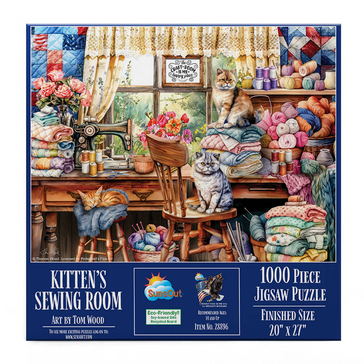 Kitten's Sewing Room 1000 Piece Puzzle by SunsOut Puzzles - SunsOut - Jigsaw Puzzles - The Puzzle Center -