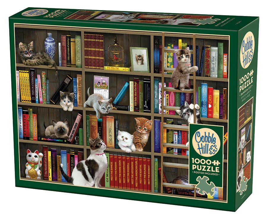Kitty Librarians 1000 Piece Puzzle by Cobble Hill Puzzles - Cobble Hill Puzzles - Jigsaw Puzzles - The Puzzle Center