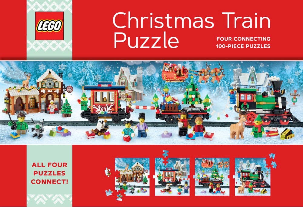 LEGO Christmas Train Puzzle – 4 - in - 1, 100 Pieces Each - Lego - Jigsaw Puzzles - The Puzzle Center -