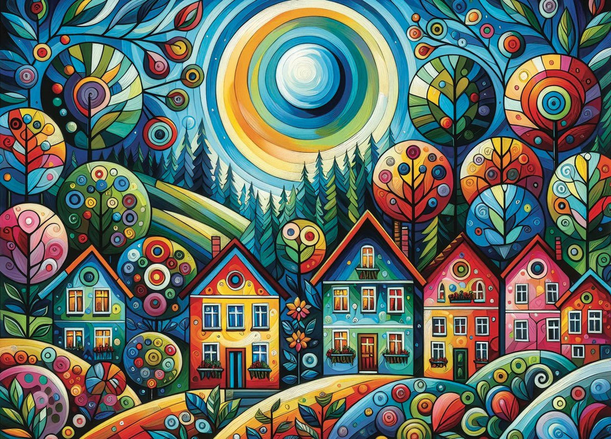 Lovely Colorful Village 1000 Piece Jigsaw Puzzle by JaCaRou Puzzles - Jigsaw Puzzles - The Puzzle Center