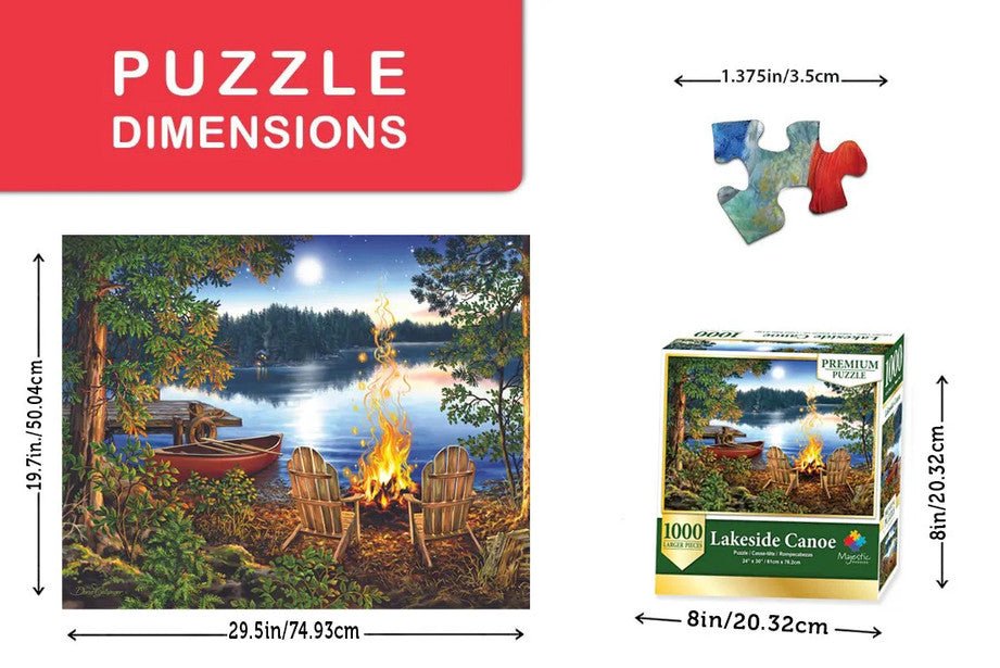 Majestic Lakeside Canoe 1000 Piece Wooden Jigsaw Puzzle by Springbok Puzzles - Serene Nature Adventure - Springbok Puzzles - Jigsaw Puzzles - The Puzzle Center -