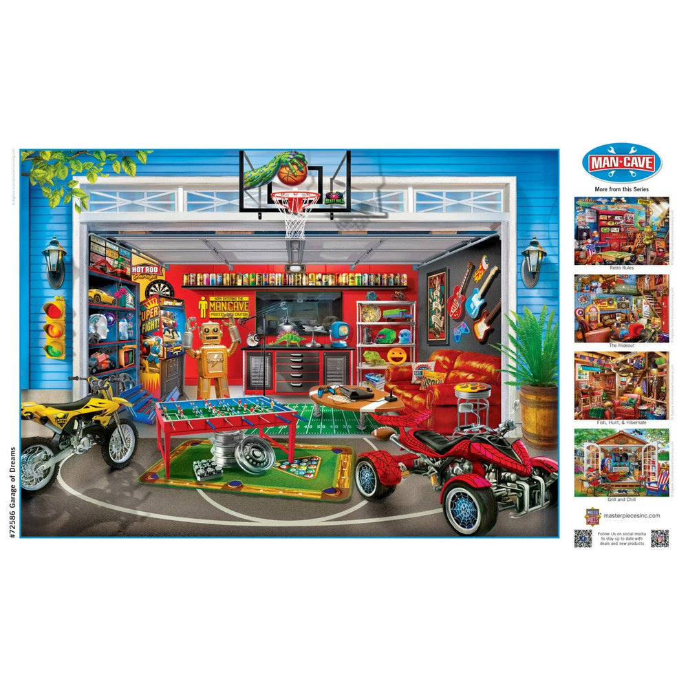 Man Cave Garage of Dreams 1000 Piece Jigsaw Puzzle | Masterpieces Puzzles - Masterpieces Puzzles - Jigsaw Puzzles - The Puzzle Center