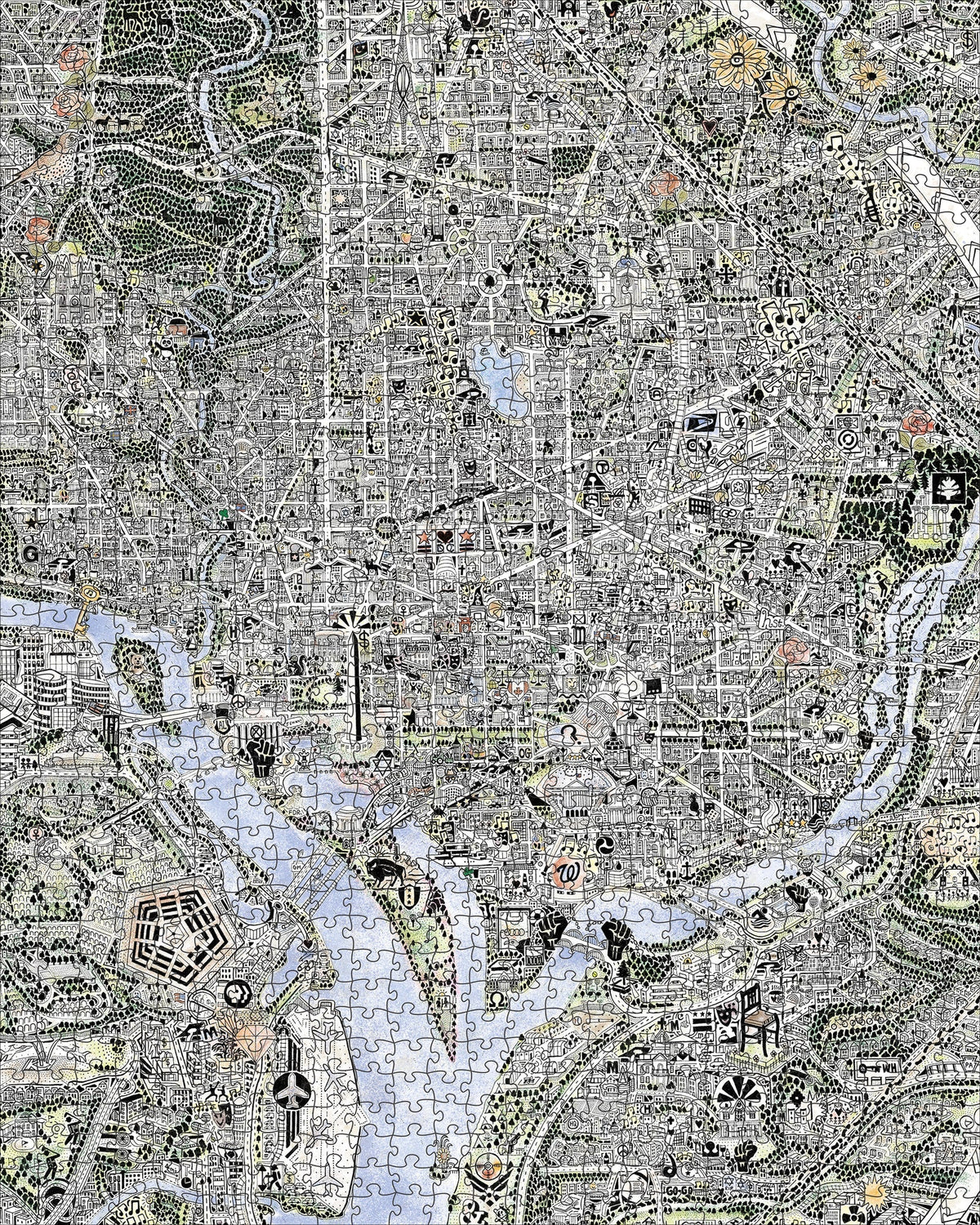Map of DC and The Declaration of Independence 1000 Piece Jigsaw Puzzle | Pomegranate - Jigsaw Puzzles - The Puzzle Center