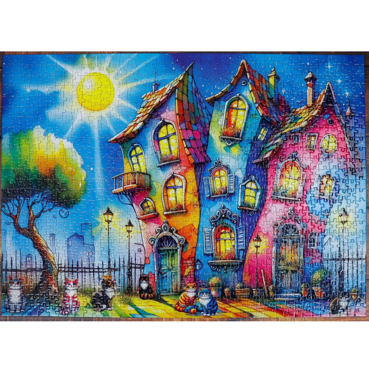 Meowtiful Night 1000 Piece Jigsaw Puzzle by JaCaRou Puzzles - Jigsaw Puzzles - The Puzzle Center