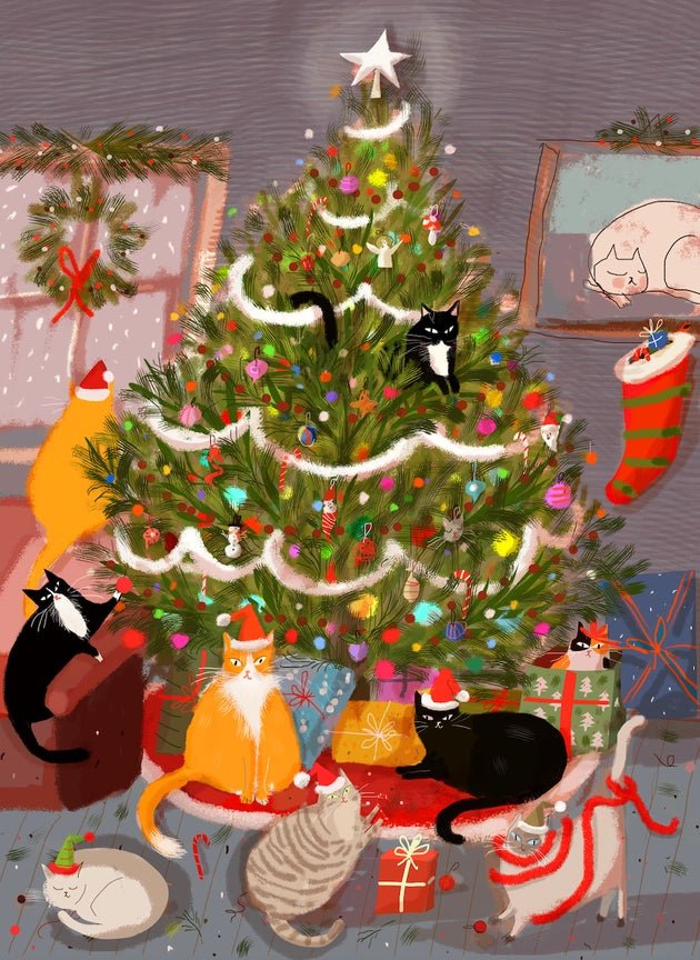 Meowy Christmas Jigsaw Puzzle - 500 Piece Holiday Cat Puzzle by Puzzlefolk - Puzzlefolk - Jigsaw Puzzles - The Puzzle Center -