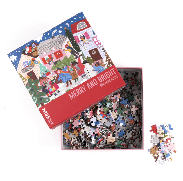 Merry and Bright 500 Piece Christmas Puzzle by Puzzlefolk - Puzzlefolk - Jigsaw Puzzles - The Puzzle Center -