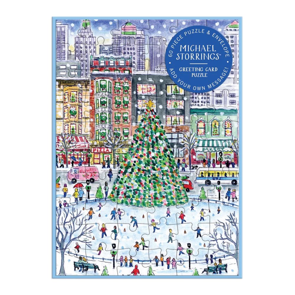 Michael Storrings Christmas in the City 60 Piece Greeting Card Puzzle | Galison - Greeting Card Puzzle - The Puzzle Center