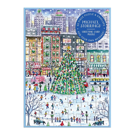 Michael Storrings Christmas in the City 60 Piece Greeting Card Puzzle | Galison - Greeting Card Puzzle - The Puzzle Center