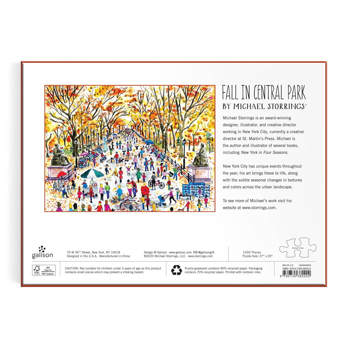 Michael Storrings Fall in Central Park 1000 - Piece Puzzle by Galison - Galison - Jigsaw Puzzles - The Puzzle Center -