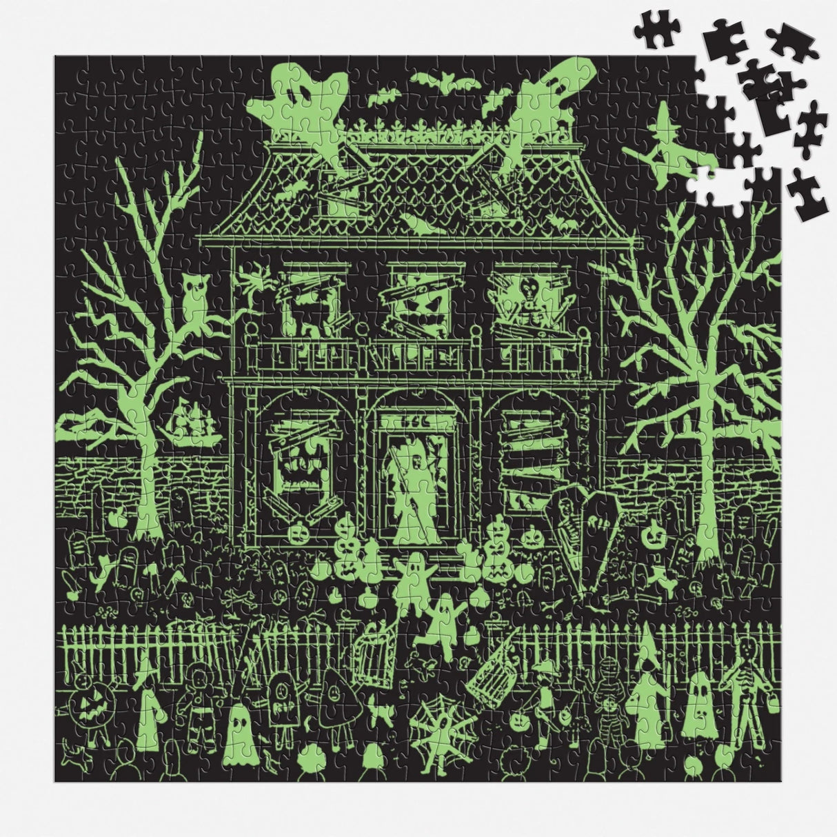 Michael Storrings Haunted House 500 Piece Glow in the Dark Jigsaw Puzzle | Galison - Jigsaw Puzzles - The Puzzle Center
