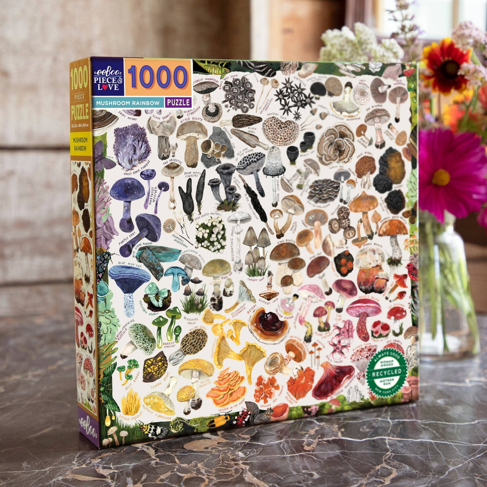 Mushroom Rainbow 1000 Piece Square Jigsaw Puzzle by eeBoo - eeBoo - Jigsaw Puzzles - The Puzzle Center -