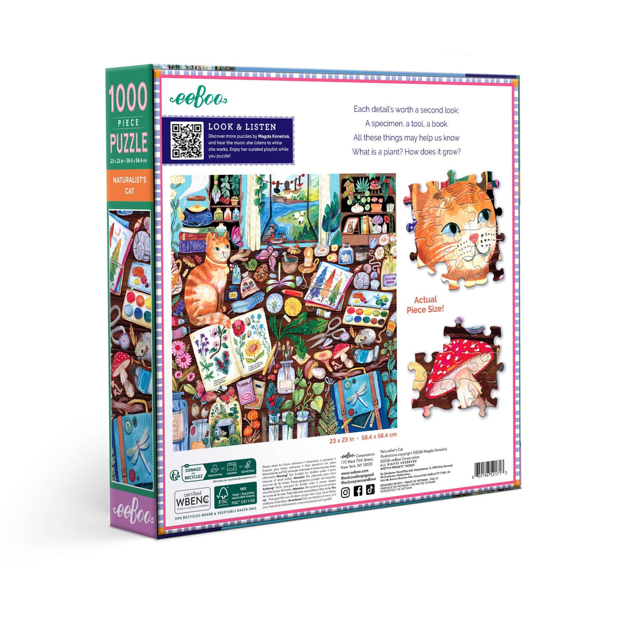 Naturalist's Cat 1000 Piece Jigsaw Puzzle | eeBoo - Jigsaw Puzzles - The Puzzle Center