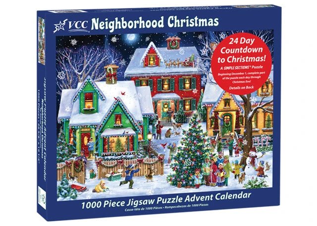 Neighborhood Christmas Advent Calendar 1000 Pieces | Vermont Christmas Co - Jigsaw Puzzles - The Puzzle Center