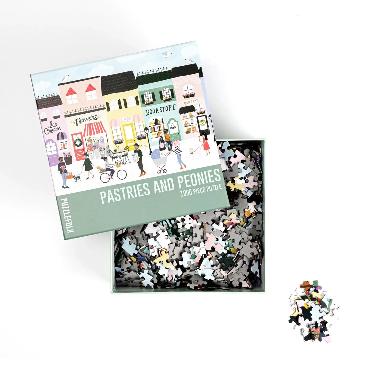 Pastries & Peonies 1000 Piece Puzzle by Puzzlefolk | Charming Street Scene Jigsaw Puzzle - Puzzlefolk - Jigsaw Puzzles - The Puzzle Center -