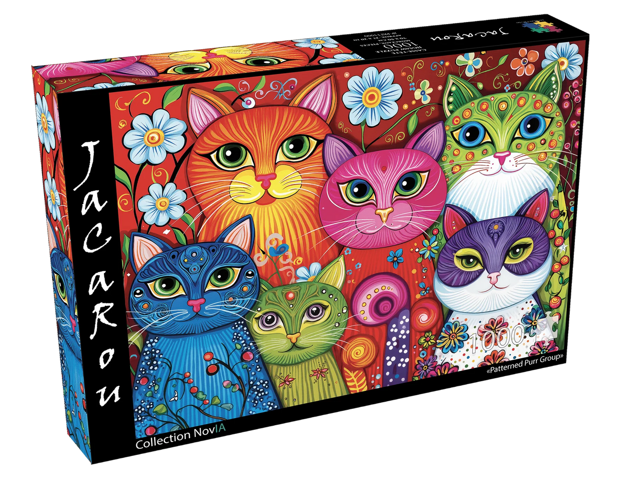 Patterned Purr Group 1000 Piece Jigsaw Puzzle | JaCaRou Puzzles - Jigsaw Puzzles - The Puzzle Center