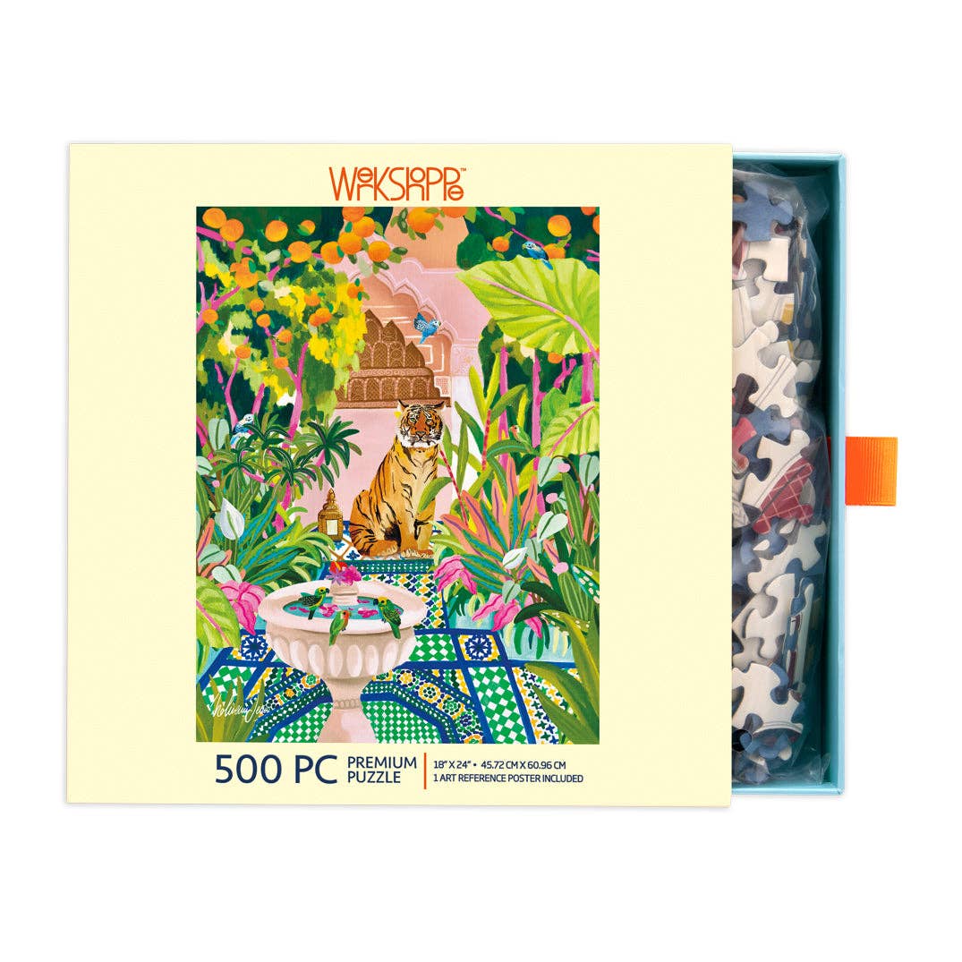 Peaceful Oasis and Tiger 500 Piece Jigsaw Puzzle | WerkShoppe - Jigsaw Puzzles - The Puzzle Center