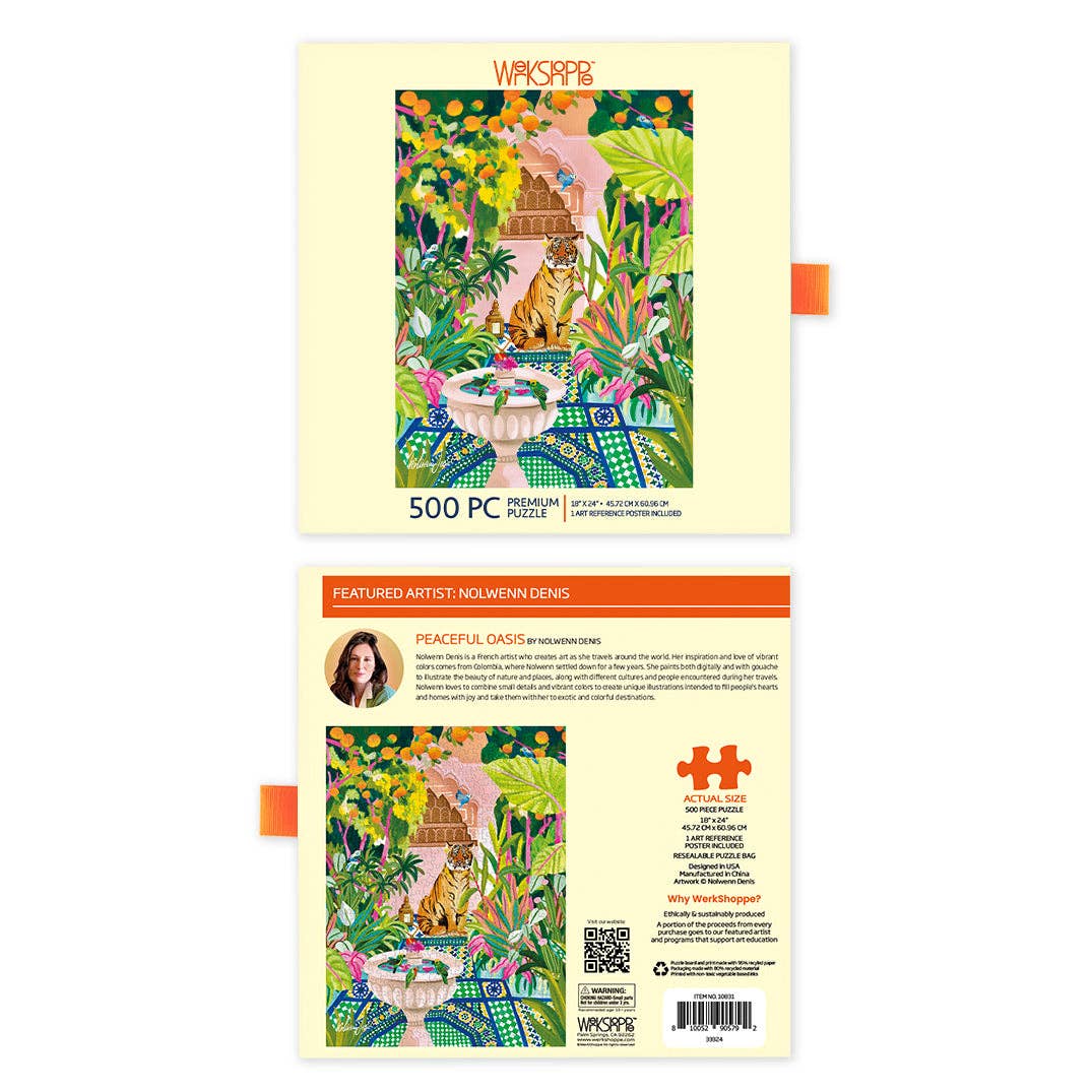 Peaceful Oasis and Tiger 500 Piece Jigsaw Puzzle | WerkShoppe - Jigsaw Puzzles - The Puzzle Center