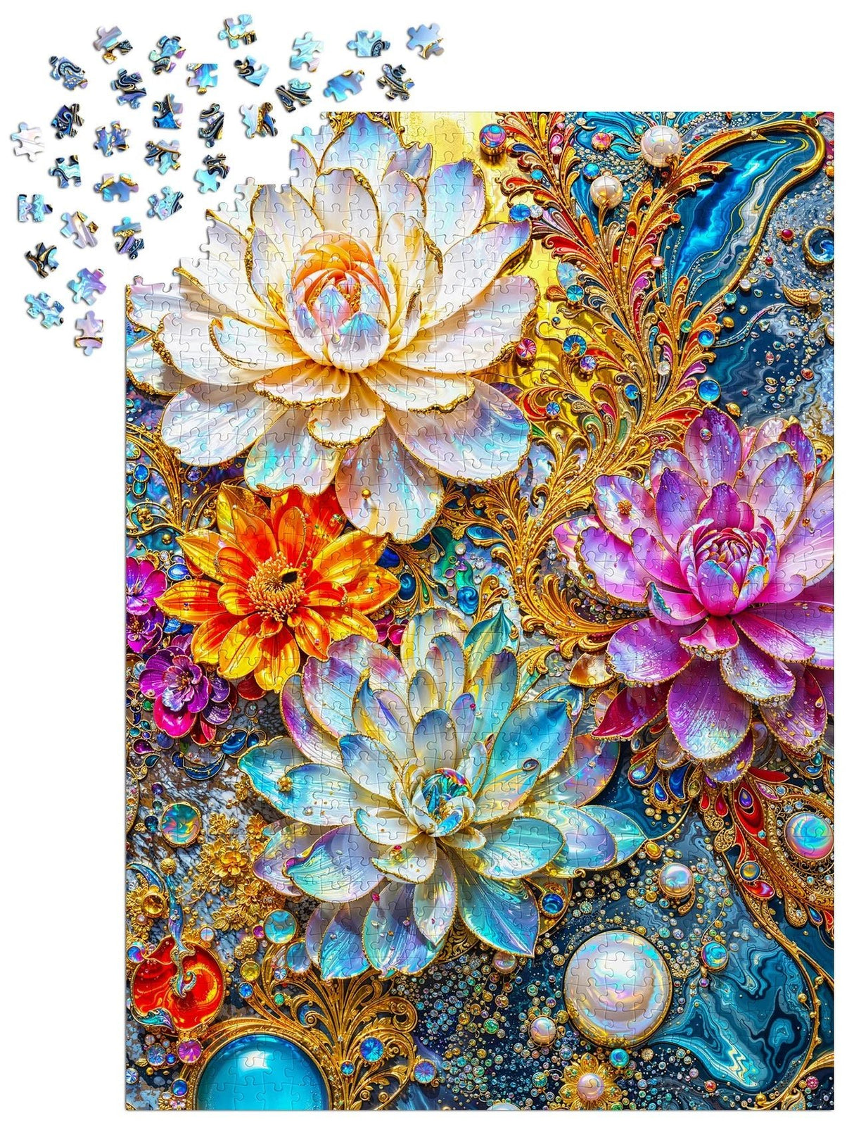 Pearlescent Waterlilies 1000 Piece Jigsaw Puzzle | Enjoy Puzzles - Jigsaw Puzzles - The Puzzle Center