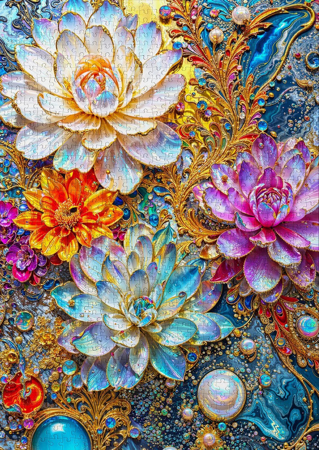 Pearlescent Waterlilies 1000 Piece Jigsaw Puzzle | Enjoy Puzzles - Jigsaw Puzzles - The Puzzle Center