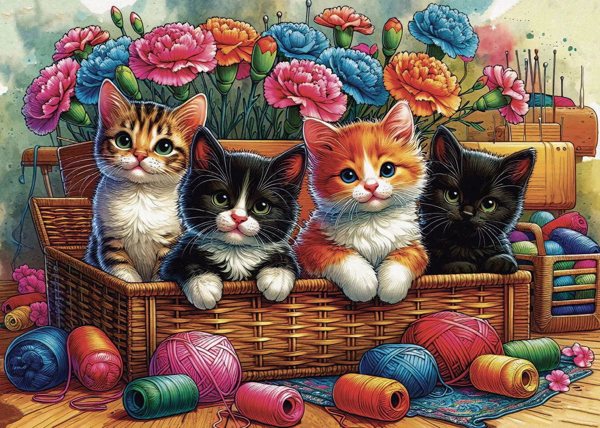 Playful Basket Quartet 1000 Piece Jigsaw Puzzle | JaCaRou Puzzles - Jigsaw Puzzles - The Puzzle Center