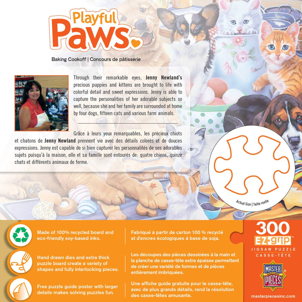 Playful Paws - Baking Cookoff 300 Piece EZ Grip Puzzle by MasterPieces | Adorable Kitten and Puppy Jigsaw Puzzle - Masterpieces Puzzles - Jigsaw Puzzles - The Puzzle Center -