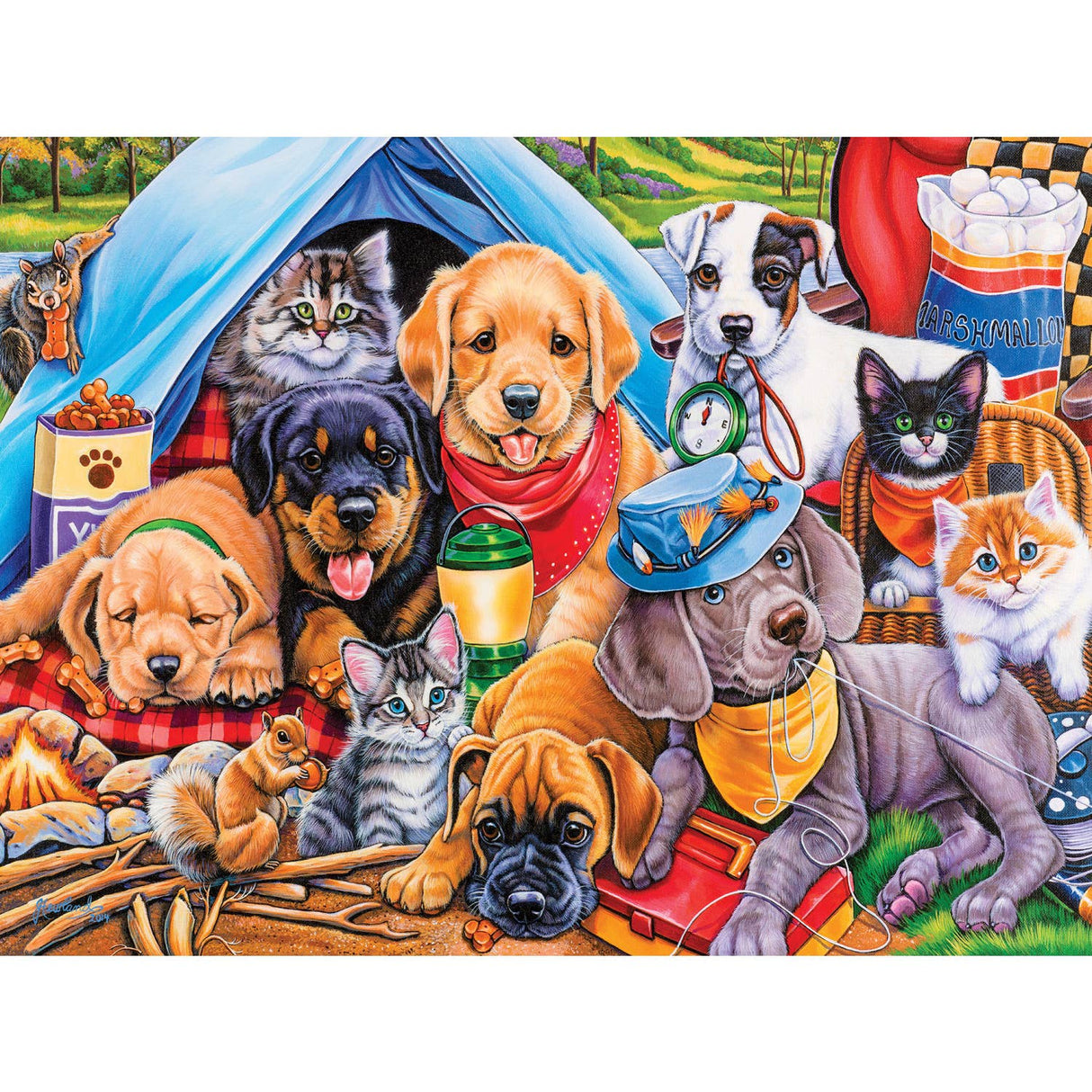 Playful Paws - Camping Buddies 300 Piece EZ Grip Jigsaw Puzzle | Masterpieces Puzzles - Jigsaw Puzzles - The Puzzle Center