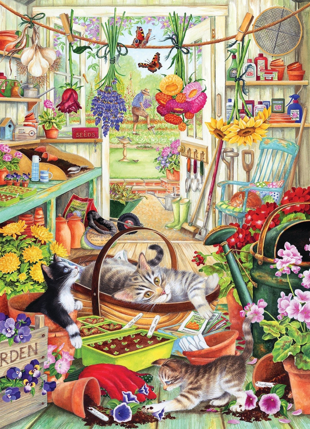 Potting Shed Cats 500 Piece Jigsaw Puzzle | Cobble Hill Puzzles - Jigsaw Puzzles - The Puzzle Center
