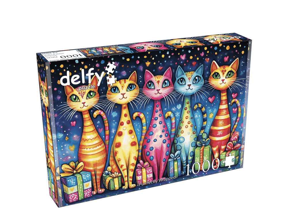 Purrfectly Wrapped 1000 Piece Jigsaw Puzzle | Delfy Puzzles - Jigsaw Puzzles - The Puzzle Center