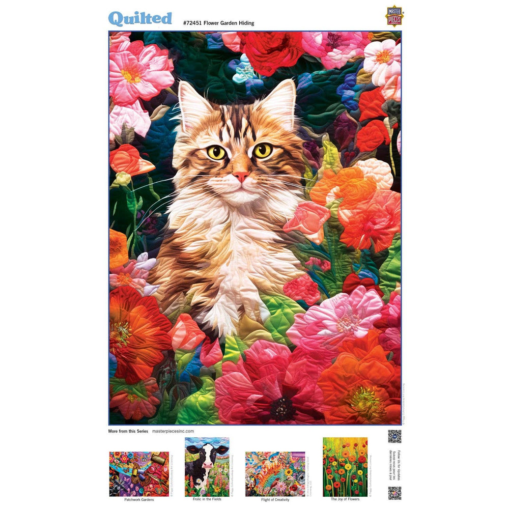 Quilted - Flower Garden Hiding 1000 Piece Puzzle | Masterpieces Puzzles - Jigsaw Puzzles - The Puzzle Center