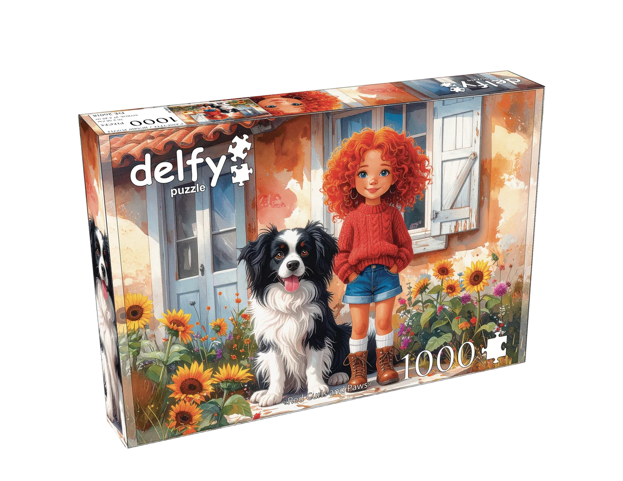 Red Curls And Paws 1000 Piece Jigsaw Puzzle | Delfy Puzzles - Jigsaw Puzzles - The Puzzle Center