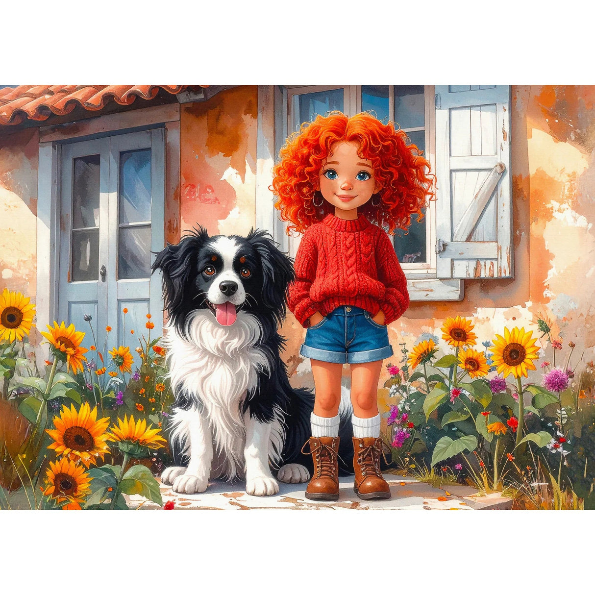 Red Curls And Paws 1000 Piece Jigsaw Puzzle | Delfy Puzzles - Jigsaw Puzzles - The Puzzle Center
